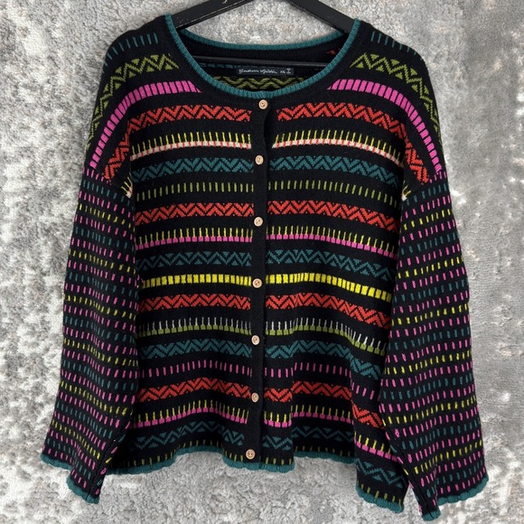 Gudrun Sjoden Sweaters - Gudrun Sjoden Size XXL Aztec Wool Hemp Casual Button Cardigan Sweater Colorful